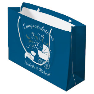 Scotty Dog Baby Shower Scottish Terrier Blue Large Gift Bag