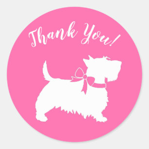 Scotty Dog Baby Shower Scottish Terrier Pink Classic Round Sticker