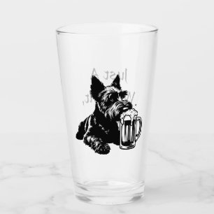 Scotty Dog Drinking Beer Personalised Pint Glass