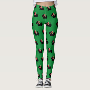 Scotty Dog Green Holiday Leggings