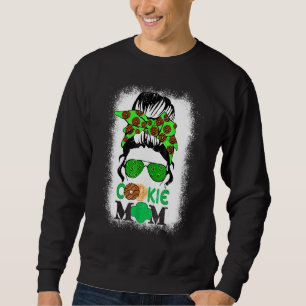 Scou Cookie Mum Girl Troop Messy Bun Sunglasses Sweatshirt
