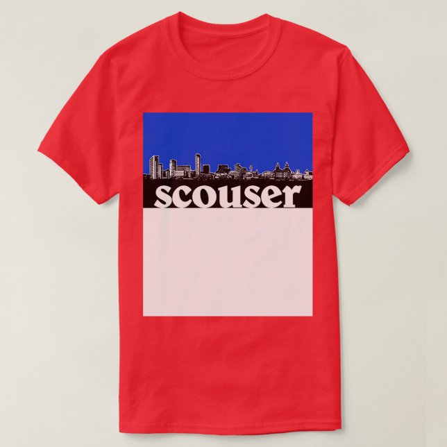 Scouser Liverpool Blue Skyline Design T-Shirt (Design Front)