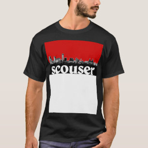 Scouser Liverpool Red Skyline Design T-Shirt