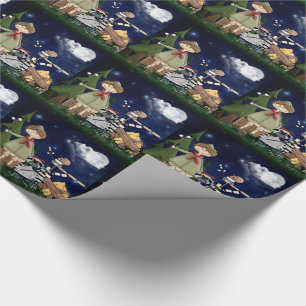 Scout Boy Cartoon Woodland Animals by the Campfire Wrapping Paper