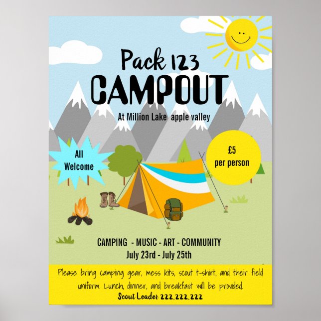 scout Camp  theme event Poster (Front)