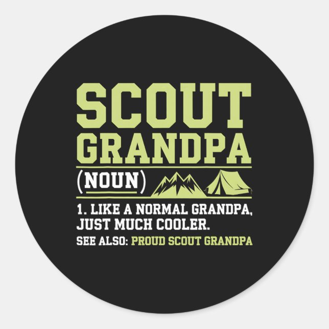 Scout Grandpa Funny Camping Hiking Mountain Gift  Classic Round Sticker (Front)