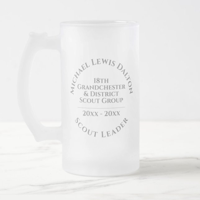 Scout Leader Award Frosted Glass Beer Mug (Left)