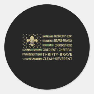 Scout Leader Funny Scout Camping Camo Us America F Classic Round Sticker