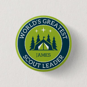Scout Leader Personalised 3 Cm Round Badge