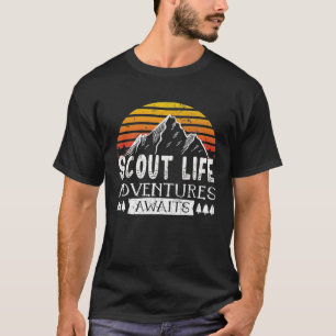 Scout Life Adventures Awaits Camping Scouting Prem T-Shirt