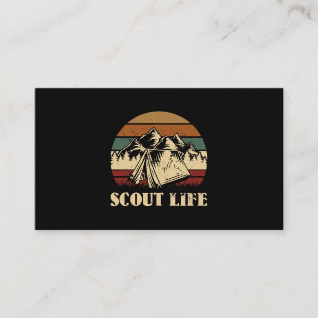 Scout Life Camping Tent Bonfire Firewood Campfire  Business Card (Front)