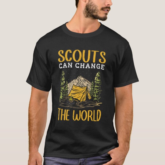 Scout Life Scouting  Hiking Happy Camper Camp Tent T-Shirt (Front)