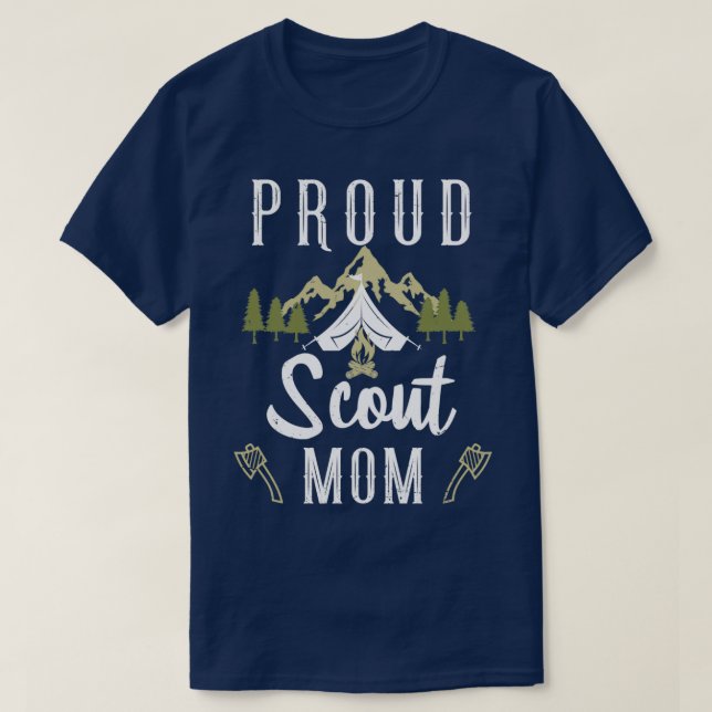 Scout Mom Proud Cub Camping Boy Outdoors Leader Ca T-Shirt (Design Front)