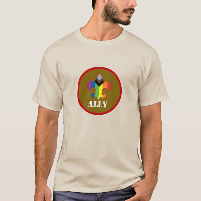 Scouting Ally Progress Pride Fleur-de-Lis T-Shirt (Front)