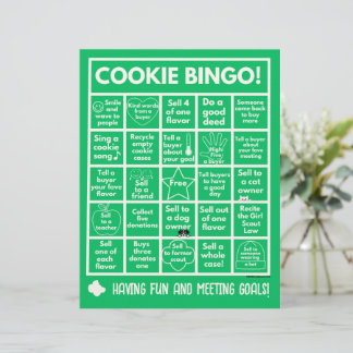 Scouting - Cookie Booth Bingo on Letterhead