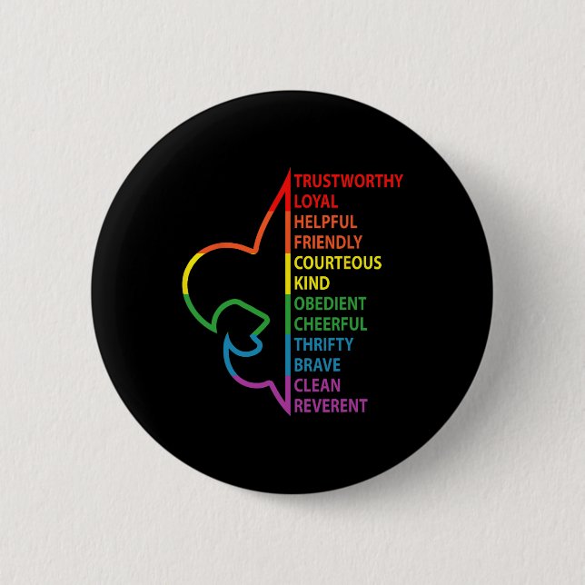 Scouting Law Scouting Camping Rainbow Colourful  6 Cm Round Badge (Front)