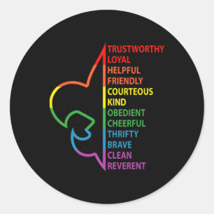 Scouting Law Scouting Camping Rainbow Colourful Classic Round Sticker