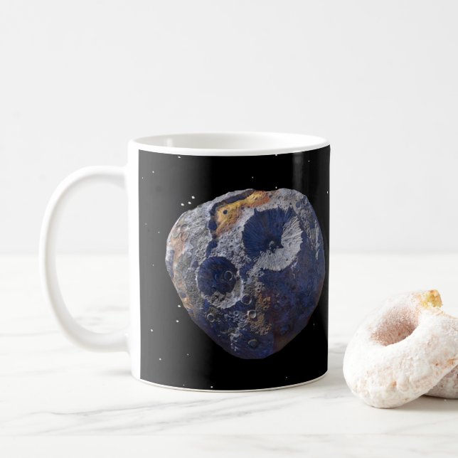 Scouting Mission to Asteroid 16 Psyche Coffee Mug (With Donut)