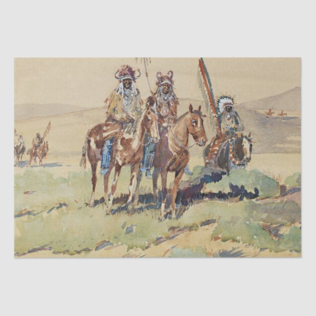 Scouting Party Western Art by Edward Borein Tissue Paper (Front)