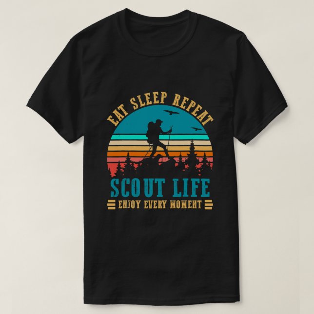 Scouting Scout Life Camping Eat Sleep Scout Repeat T-Shirt (Design Front)