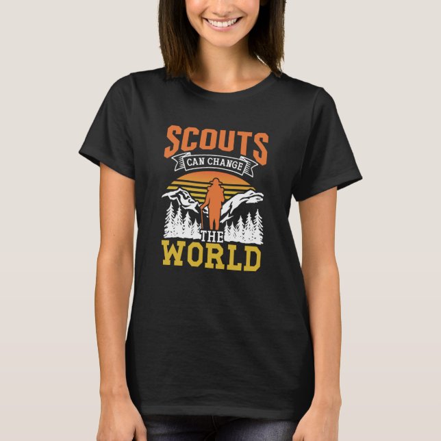 Scouts Can Change The World Hiking Outdoor Scoutin T-Shirt (Front)
