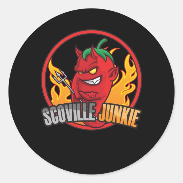 Scoville Junkie Chili Food Mexican Spicy Classic Round Sticker (Front)