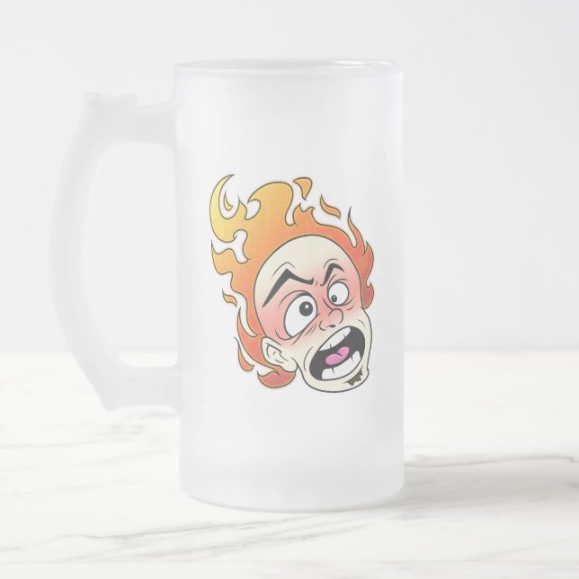 Scovillelicous Fire Head Frosted Glass Mug (Left)