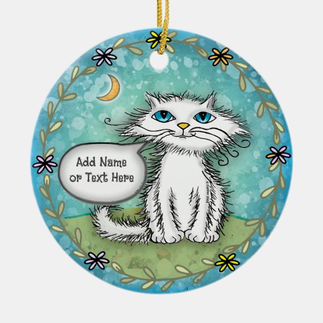 Scraggles Cat Ceramic Tree Decoration (Front)