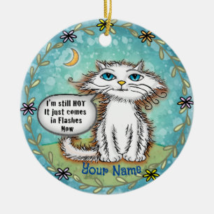 Scraggles Cat Hot Flashes  Ceramic Tree Decoration