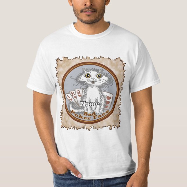 Scraggles Cat Poker Face T-Shirt (Front)