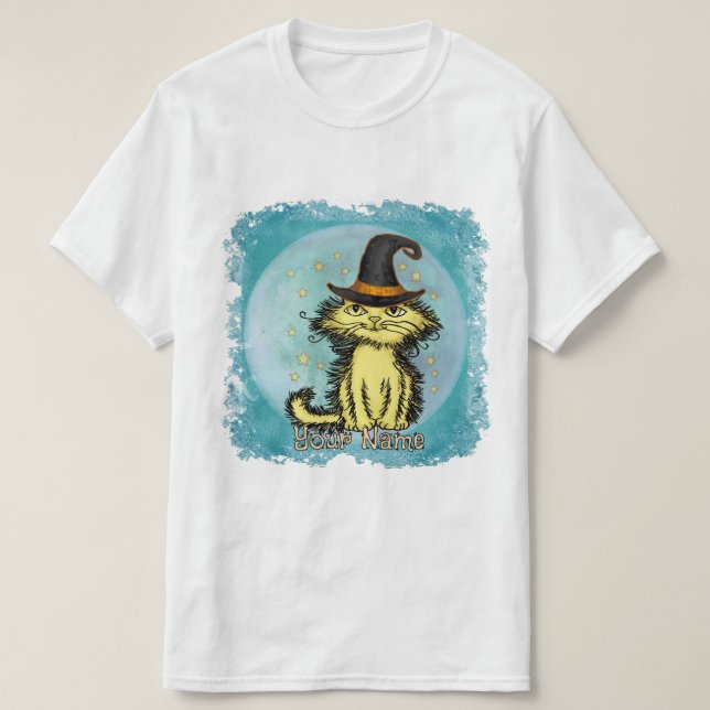 Scraggles Yellow Cat Witch T-Shirt (Design Front)
