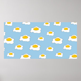 Scrambled eggs pattern. Seamless vintage backgroun Poster