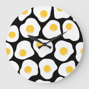 Scrambled Eggs: Quirky Vintage. Large Clock