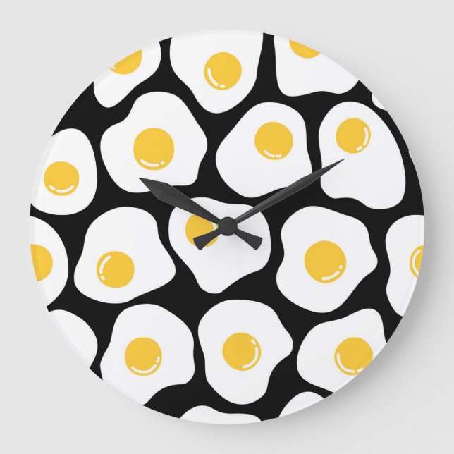 Scrambled Eggs: Quirky Vintage. Large Clock (Front)