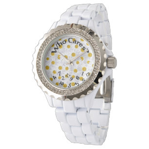 scrambled numbers on white daisies watch