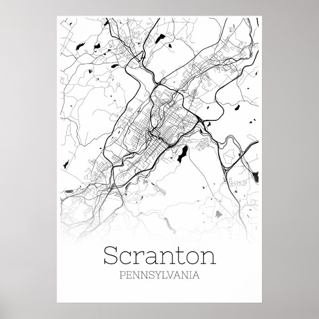 Scranton Map - Pennsylvania - City Map Poster (Front)