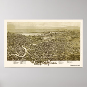 Scranton, PA Panoramic Map - 1890 Poster