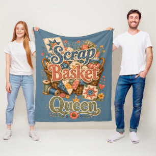 Scrap Basket Queen Quilter Cottagecore Fleece Blanket
