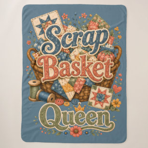Scrap Basket Queen Quilter Cottagecore Sherpa Blanket