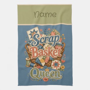 Scrap Basket Queen Quilter Cottagecore Tea Towel