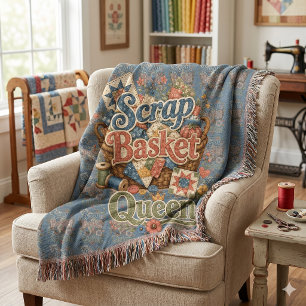 Scrap Basket Queen Quilter Cottagecore Throw Blanket