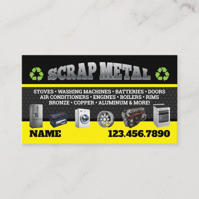 Scrap Metal Pickup Business Cards English-Spanish (Front)