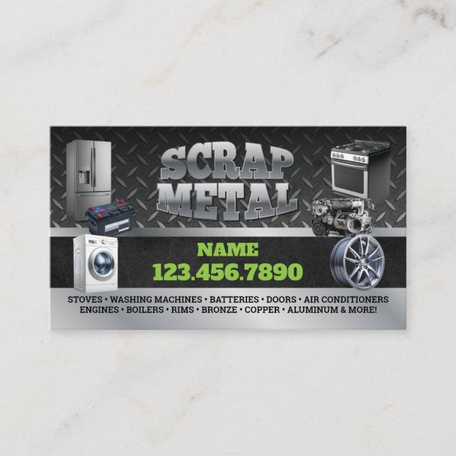 Scrap Metal Pickup English-Spanish Business Card (Front)