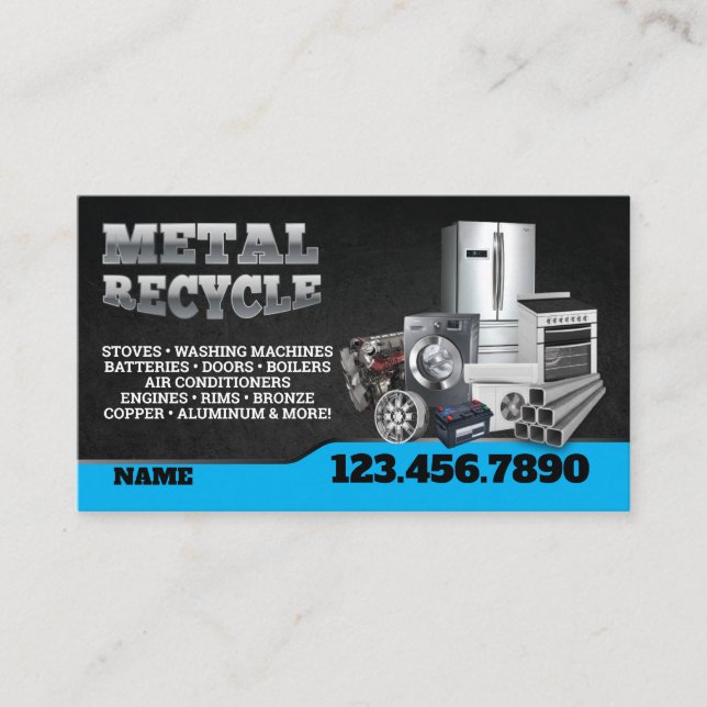 Scrap Metal Recycle English-Spanish Business Card (Front)