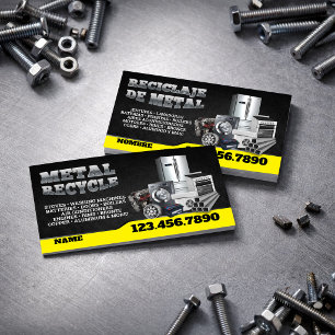 Scrap Metal Recycle English-Spanish Business Card