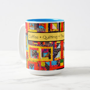 Scrap quilt coffee Bold Improv Patchwork  Two-Tone Coffee Mug