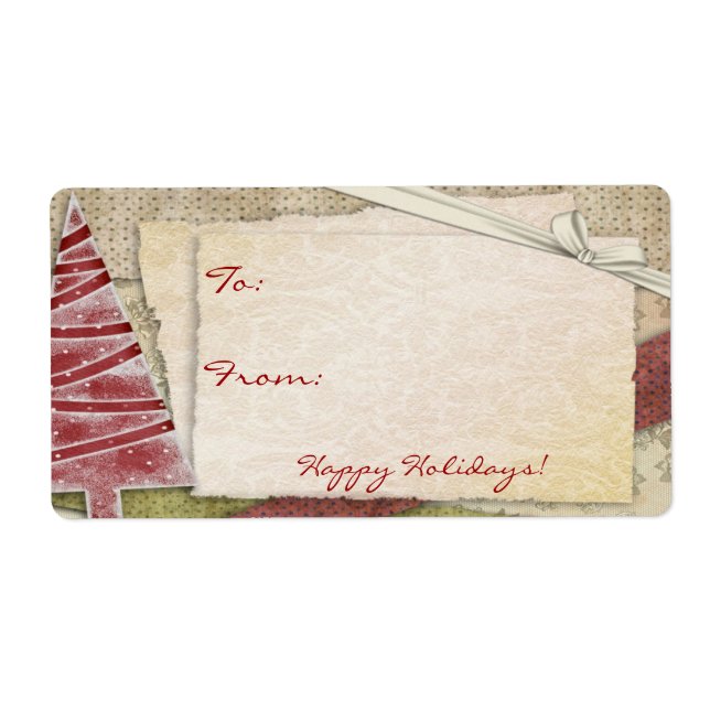 Scrap Style Red Holiday Label (Front)