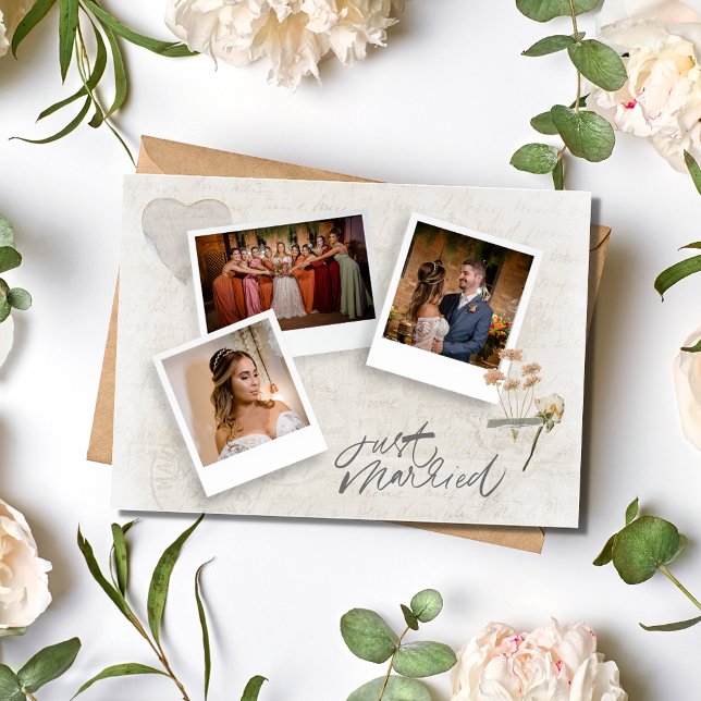 Scrapbook 3 Photo Wedding Thank You Card (Scrapbook 3 Photo Wedding Thank You Card)