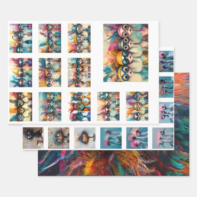 Scrapbook Designs Wackadoodle Vibrant Coloured Wrapping Paper Sheet (Set)