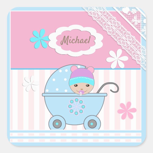 Scrapbook for boy, photo album for boy square sticker (Front)